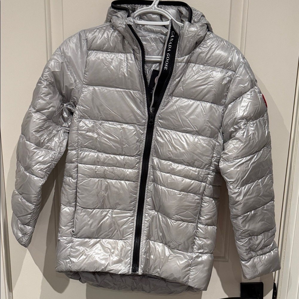 Armani Junior Metallic Silver Puffer Coat